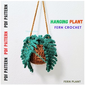 PATTERN: Car hanging plant with fern leaf, Succulent plant crochet, cute Car Accessories for women, plant lover gifts, home decor, car gifts