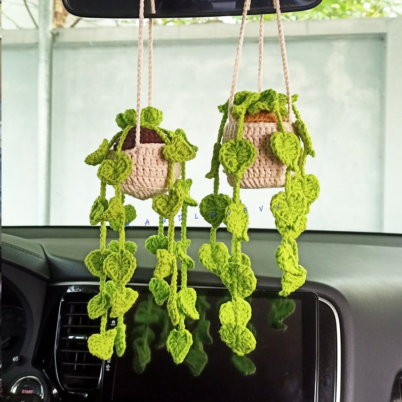 Crochet Car Plants Car Hanging Plant String of Hearts Plant Etsy