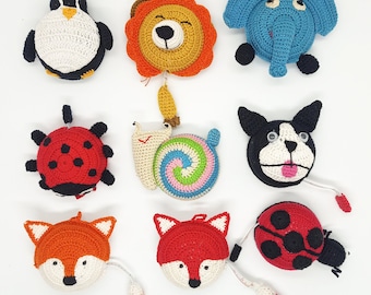 Crochet Animal Tape Measure | Cute Retractable Measuring Tape | Fox, Lion, Ladybug, Penguin, Elephant | Gift for Crafters & Kids