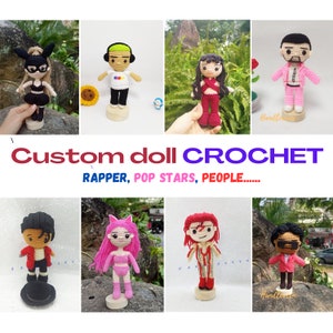 Custom famous artist doll crochet, look alike doll, Doll from Picture, Mini me doll, Portrait Doll, Personalized Doll, Gifts for music lover