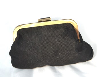 Vintage 1980’s Boots Black Grained Fabric Purse