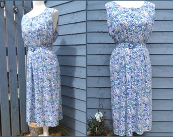 Vintage 1970's Blue Sleeveless Dress