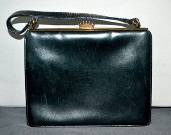 1950’s Vintage  Black Leather Handbag