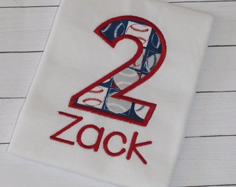 Personalized Baseball Birthday Shirt for Boys/Baseball Birthday Shirt for kids/Embroidered Baseball Number Shirt for Boys/Baseball Shirt