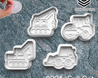 Construction Vehicles Tractor, Excavator, Digger Cookie Cutter & Fondant Embossers