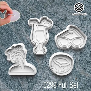 Tropical Holiday Themed Shaped Cookie Cutter & Fondant Embossers