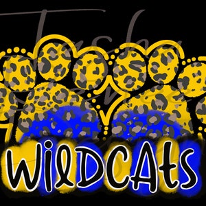 Chats sauvages | Pattes | Fichier PNG | Design en sublimation pour téléchargement numérique et impression | Mascotte d'école | Esprit | Fierté | Sport