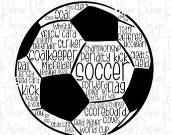 File PNG con tema di parole sul calcio / Design a sublimazione / Download digitale / Grafica sportiva stampabile