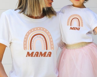 Rainbow mama mini shirts, mother daughter matching shirts, mama mini shirt, mothers day shirt, rainbow baby shirt, boho mama mini shirt
