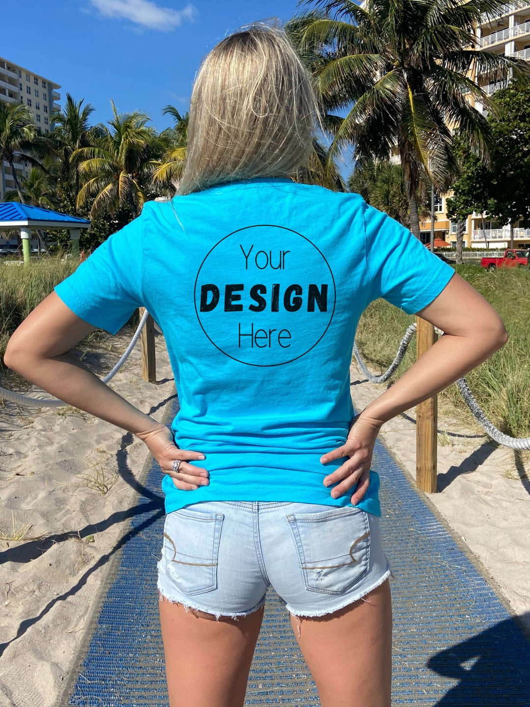 Bella and Canvas 3001 Summer Mockup, Bella and Canvas 3001 Turquoise