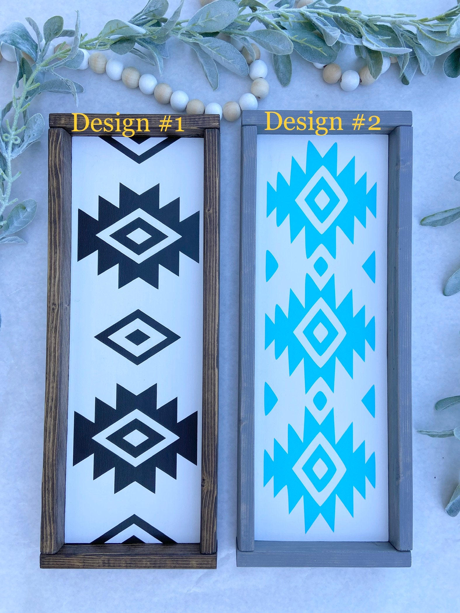 Aztec Wood Sign Tribal Wall Art Boho Decor Wood Frame Etsy