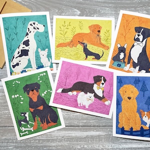 Dog Note Cards Blank Inside, Dog Stationery Set of 6, Modern Dog Thank You Notes with Envelopes, Dog Mom Greeting Cards, Dog Birthday Card