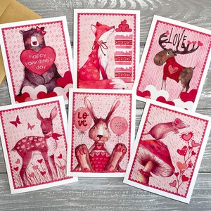 Woodland Animals Valentine's Day Note Cards: Whimsical Stationery Set