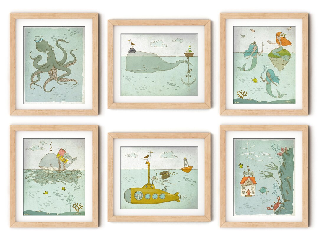 Under the Sea Nursery Prints Set of 6 Ocean Nursery Wall Art - Etsy