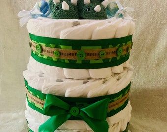 Baby Shower Diaper Cake and Baby Sock Cupcakes