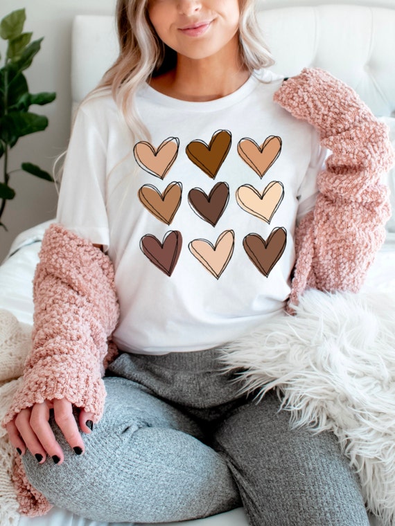 Skin Tone Hearts Shirt Kindness Graphic 