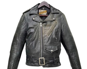 Vintage 1980's Size L Schott Perfecto Black Motorcycle MC