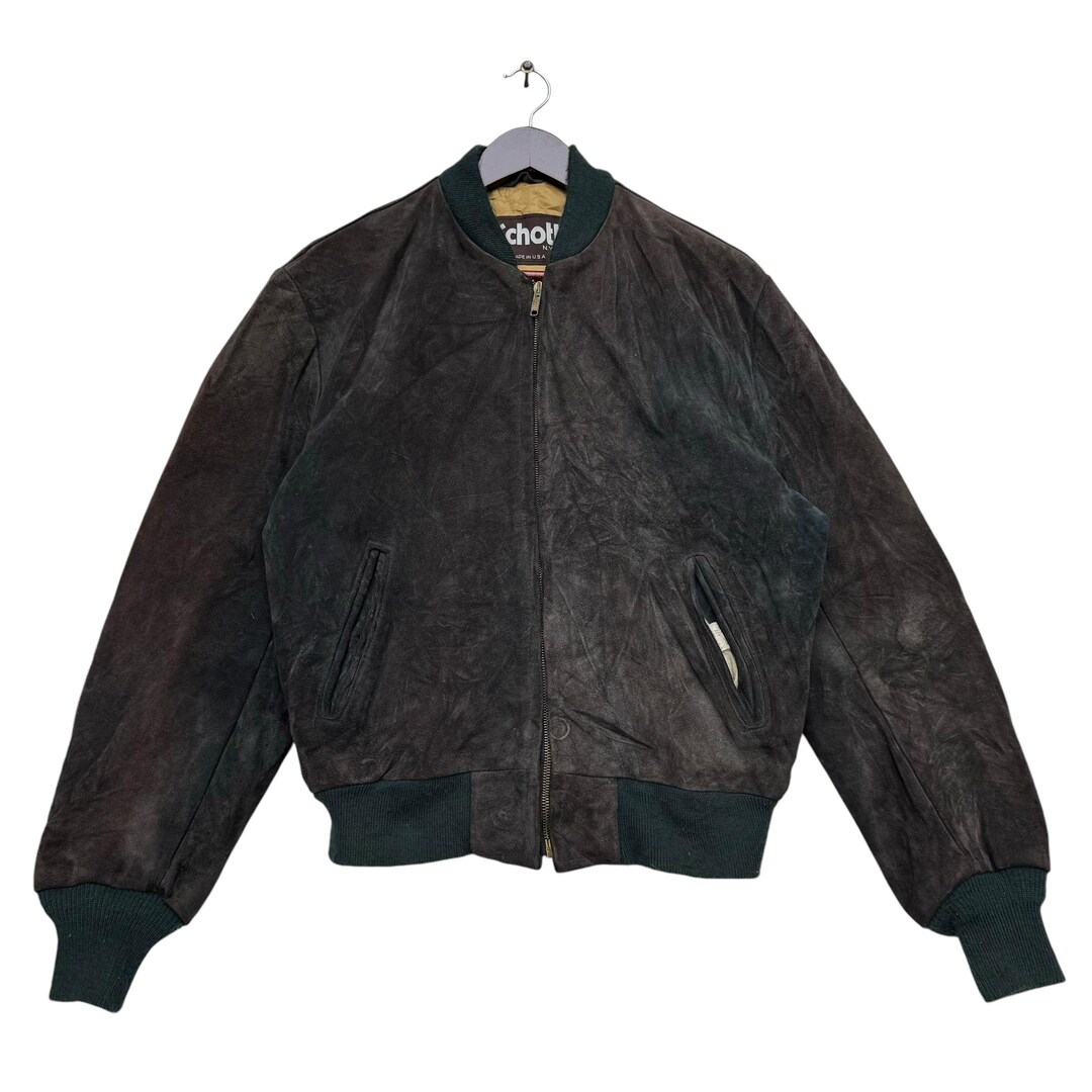 ジャケット・アウター 80s Schott suede leather bomber jkt Schott Suede Leather Jacket Blouson Men Size 38 Brown