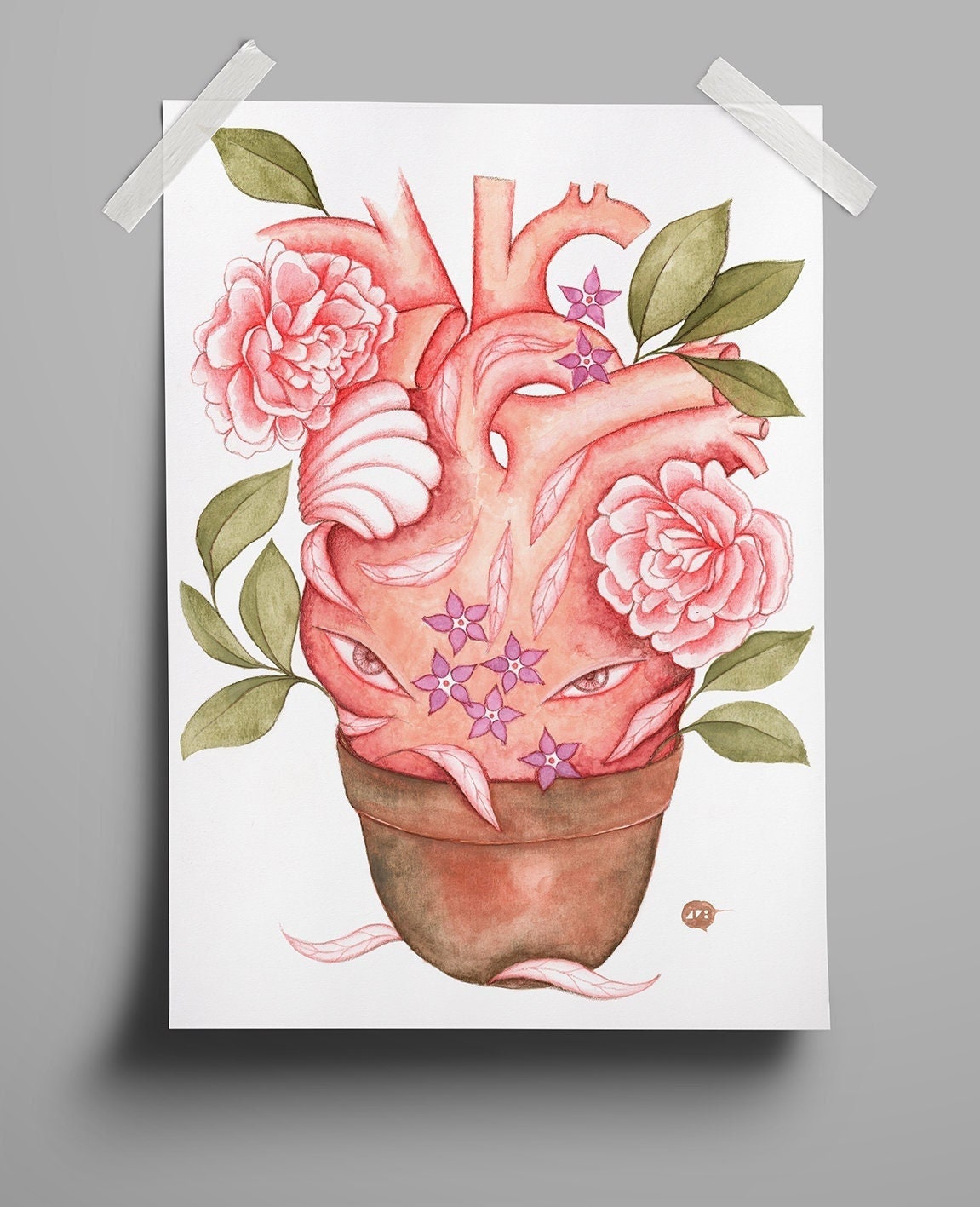 Heartplant. Love in a Pot. Cardiology Gift. Printable Art. Etsy UK