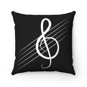 Treble Clef Throw Pillow - Music Gift, Violin, Flute, Piano, Oboe, Clarinet Pillow