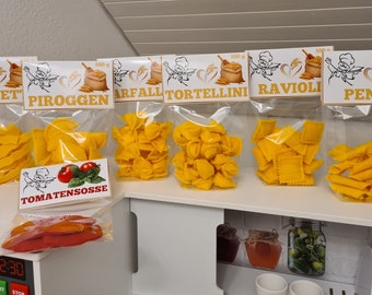 Filz Nudeln Spielzeug Filz Lebensmittel Spielküche Kaufladen Filz Spielzeug einzeln oder SET Filz Nudeln mit Tomatensoße Filz essen kochen