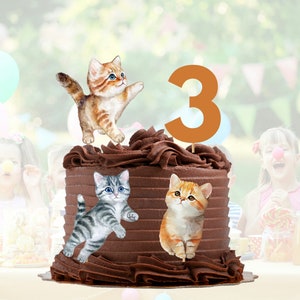 Cat cake topper kitten kitten cake decoration sticker cats birthday cake birthday cake topper with number baby cats