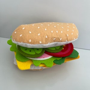 Filz Hot Dog Hamburger Toastbrot Lebensmittel Spielzeug für Spielküche Filz Burger selber belegen für Kinder Kaufladen Zubehör Bild 3