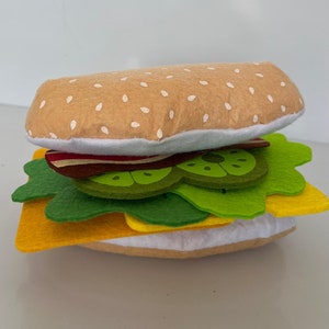 Filz Hot Dog Hamburger Toastbrot Lebensmittel Spielzeug für Spielküche Filz Burger selber belegen für Kinder Kaufladen Zubehör Bild 8