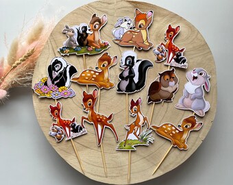 Bambi Reh Muffin Aufstecker Bambi Reh Topper für Muffin Muffin Deko Cupcakes -SET 12 STÜCK- Bambi Geburtstag Bambi Reh Cupcake