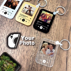 Music Keychain Personalised Photo, Custom Keyring, Any Song, Any Picture, Wedding Gift, Keepsake, Photo Gift, Any Message