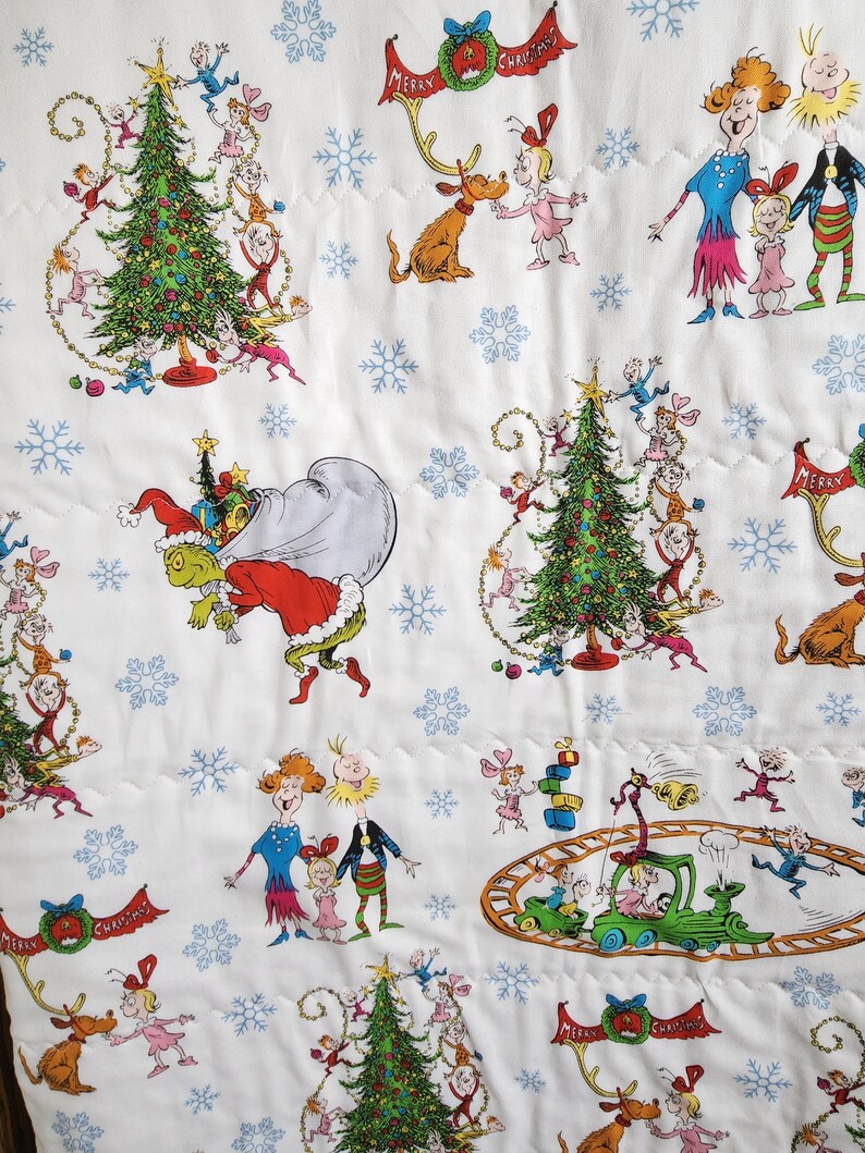 Handmade Grinch Quilt Crib Quilt or Toddler Blanket Grinch Bedding