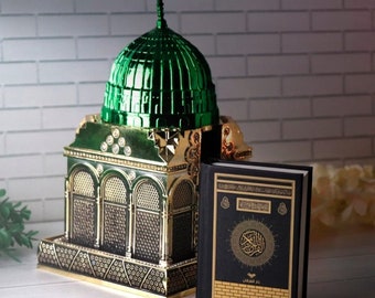Luxus Koran Geschenkset, Goldschmuckstück, Kaba Design Koran Geschenkset, Schmuckstück Islamisches Geschenkset, Muslimische Artikel, Masjid Nabawi Produkte, Mushaf