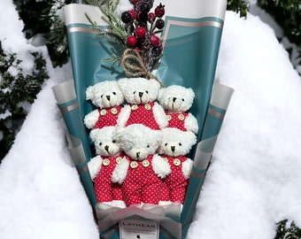 Weihnachts-Teddybär-Blumenstrauß, Weihnachts-Plüsch-Teddybär-Blumenstrauß, Hirsch-Weihnachts-Teddybär-Blumen, Weihnachtsgeschenk, Geschenk für sie