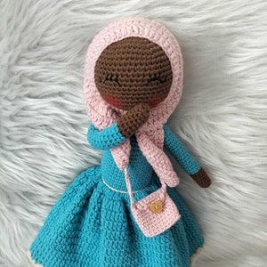 Hijab African Doll, Amigurumi Muslim Doll, Crochet Hijab Doll, African American doll, Afro American Muslim Doll, Eid Gifts For Kids