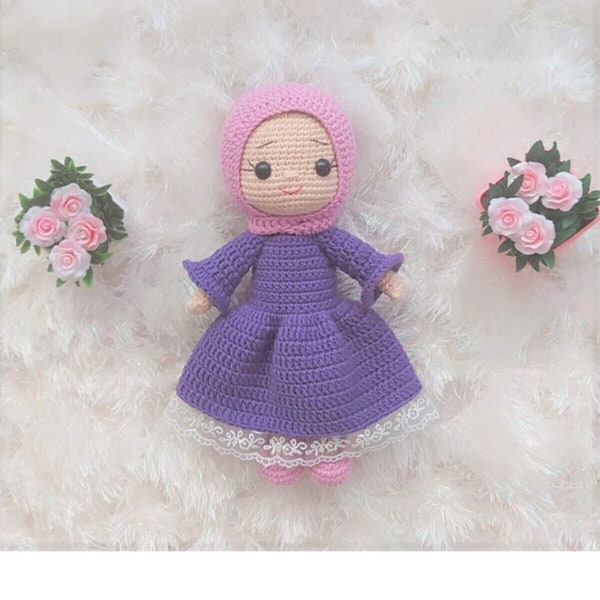 Poupée hijab au crochet, poupée musulmane Amigurumi, poupée musulmane au crochet, poupée hijab, jolie poupée musulmane, jouets filles musulmanes, fille voilée, poupée musulmane