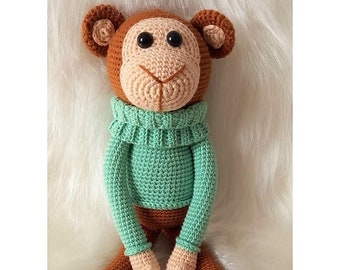 Singe au crochet, singe Amigurumi, poupée de singe tricotée, jouet en peluche de singe.