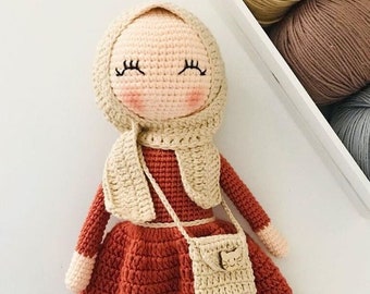 Poupée hijab au crochet, poupée musulmane Amigurumi, poupée avec hijab, jouets pour filles musulmanes, cadeaux de l'Aïd pour enfants