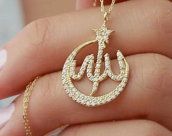 Argent sterling 925, collier mot Allah prière écrite, collier Allah, arabe islamique, collier islamique, cadeaux de l'Aïd, cadeau du ramadan