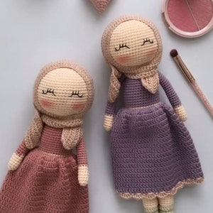 Poupée hijab au crochet, poupée musulmane Amigurumi, poupée Amigurumi au crochet à vendre, cadeau ramadan, cadeau musulman, cadeaux de l'Aïd pour les enfants 2 PCS Hijab Doll