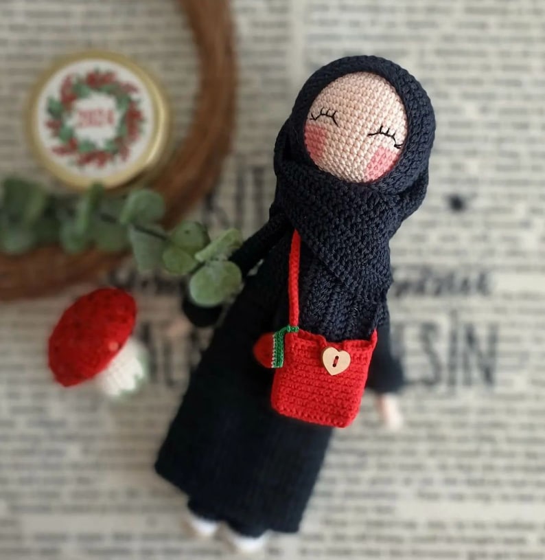 Hijab Häkelpuppe, Palästina Häkelpuppe, Hijab Puppe, Amigurumi Muslimische Puppe, Muslimisches Geschenk, Islamisches Spielzeug, Ramadan Geschenk, Eid Geschenke für Kinder Bild 3