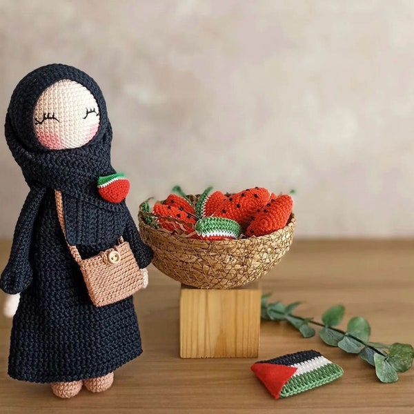 Hijab Häkelpuppe, Palästina Häkelpuppe, Hijab Puppe, Amigurumi Muslimische Puppe, Muslimisches Geschenk, Islamisches Spielzeug, Ramadan Geschenk, Eid Geschenke für Kinder