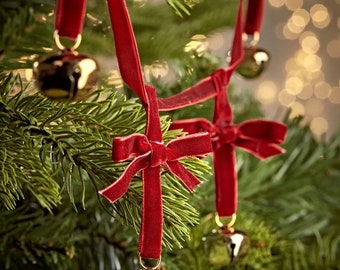 Weihnachten Samt Band, Gold Glocke Kette, Weihnachtsbaum Ornament, Weihnachtsdekor