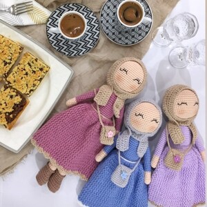 Poupée hijab au crochet, poupée musulmane Amigurumi, poupée Amigurumi au crochet à vendre, cadeau ramadan, cadeau musulman, cadeaux de l'Aïd pour les enfants 3 PCS Hijab Doll