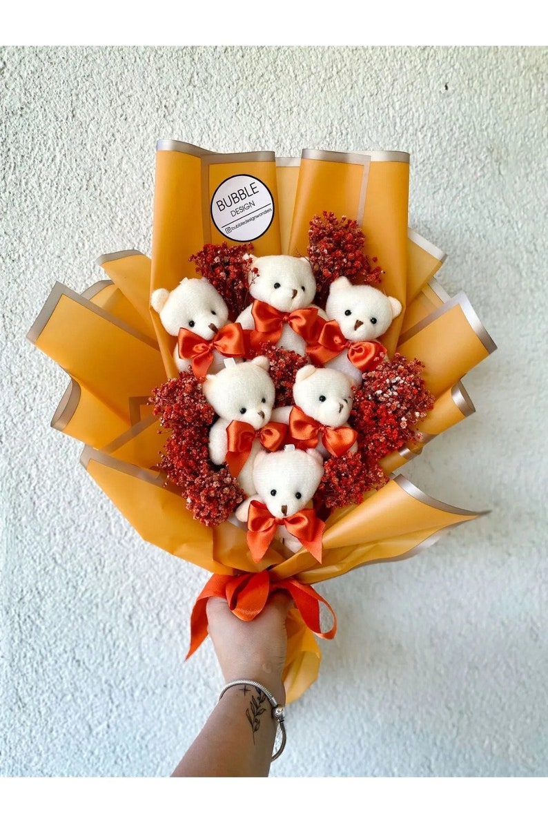 Teddy Bear Flowers, Plush Teddy Bear Flower Bouquet, Love Teddy Bear Flower Bouquet image 5