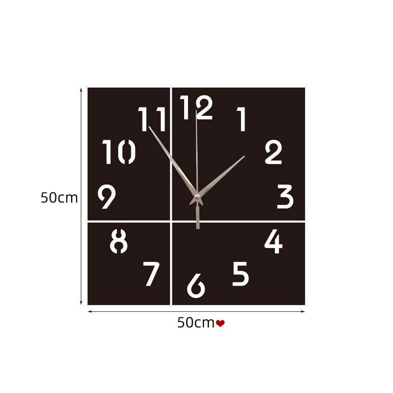 Square Black Mirror Reflective Wall Clock Stickers Etsy