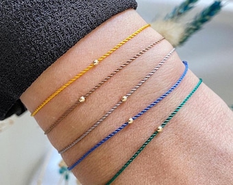 14k gold red string bracelet - silk cord red string bracelet - solid gold jewelry - waterproof silk string bracelet