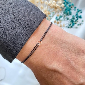 14k gold circle karma silk bracelet - red string bracelet - waterproof string - pure gold - for her and him