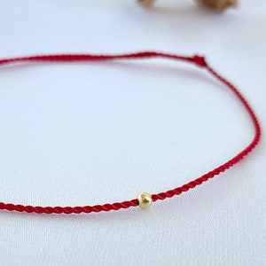 14k gold red string bracelet - silk cord red string bracelet - solid gold jewelry - silk string bracelet