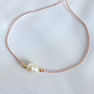 Wish Pearl bracelet - 14k gold beads - bridesmaids gift - silk cord - birthday gift - red string kabbalah