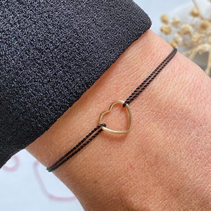 bridesmaids gift - love heart bracelet- red cord bracelet - 14k gold-filled - birthday gift - for her - sister gift - friendship bracelet